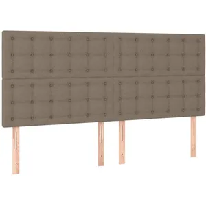 vidaXL Tête de lit à LED Taupe 200x5x118/128 cm Tissu pas cher