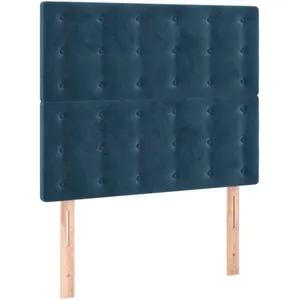 vidaXL Tête de lit à LED Bleu foncé 90x5x118/128 cm Velours pas cher