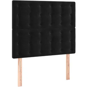 vidaXL Tête de lit à LED Noir 100x5x118/128 cm Velours pas cher