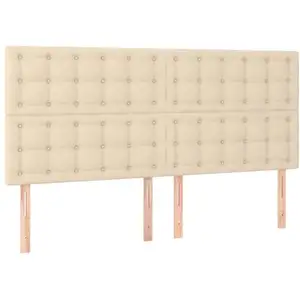 vidaXL Tête de lit à LED Crème 160x5x118/128 cm Tissu pas cher