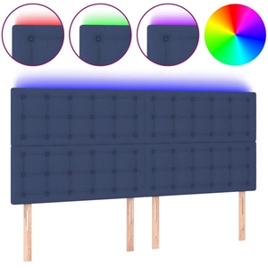 vidaXL Tête de lit à LED Bleu 160x5x118/128 cm Tissu pas cher