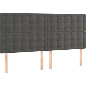 vidaXL Tête de lit à LED Gris foncé 160x5x118/128 cm Velours pas cher