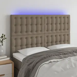 vidaXL Tête de lit à LED Taupe 144x5x118/128 cm Tissu pas cher