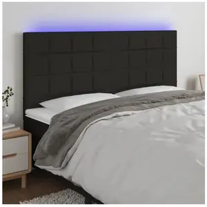 vidaXL Tête de lit à LED Noir 200x5x118/128 cm Tissu pas cher