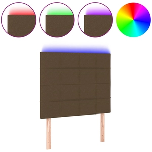 vidaXL Tête de lit à LED Marron foncé 200x5x118/128 cm Tissu pas cher