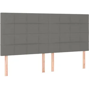 vidaXL Tête de lit à LED Gris foncé 200x5x118/128 cm Tissu pas cher