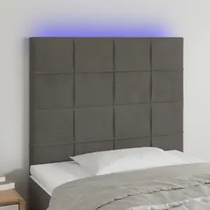 vidaXL Tête de lit à LED Gris foncé 80x5x118/128 cm Velours pas cher