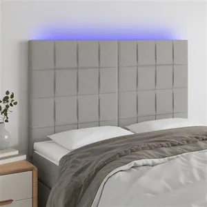 vidaXL Tête de lit à LED Gris clair 144x5x118/128 cm Tissu pas cher