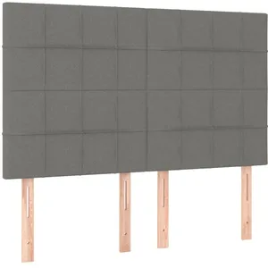 vidaXL Tête de lit à LED Gris foncé 144x5x118/128 cm Tissu pas cher