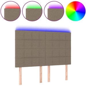 vidaXL Tête de lit à LED Taupe 144x5x118/128 cm Tissu pas cher