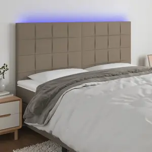 vidaXL Tête de lit à LED Taupe 160x5x118/128 cm Tissu pas cher