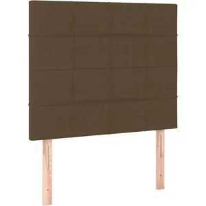 vidaXL Tête de lit à LED Marron foncé 90x5x118/128 cm Tissu pas cher