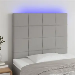 vidaXL Tête de lit à LED Gris clair 100x5x118/128 cm Tissu pas cher