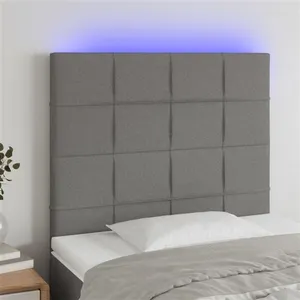 vidaXL Tête de lit à LED Gris foncé 100x5x118/128 cm Tissu pas cher