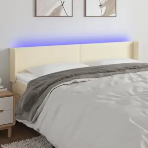 vidaXL Tête de lit à LED Crème 163x16x78/88 cm Similicuir pas cher