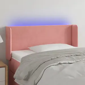 vidaXL Tête de lit à LED Rose 83x16x78/88 cm Velours pas cher