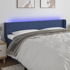 vidaXL Tête de lit à LED Bleu 183x16x78/88 cm Tissu pas cher