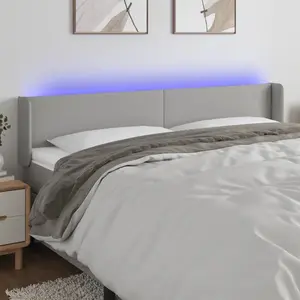 vidaXL Tête de lit à LED Gris clair 183x16x78/88 cm Tissu pas cher
