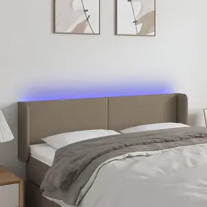 vidaXL Tête de lit à LED Taupe 147x16x78/88 cm Tissu pas cher