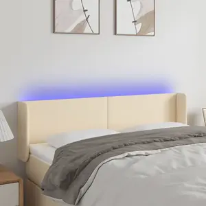vidaXL Tête de lit à LED Crème 147x16x78/88 cm Tissu pas cher
