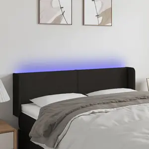 vidaXL Tête de lit à LED Noir 147x16x78/88 cm Tissu pas cher