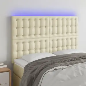 vidaXL Tête de lit à LED Crème 144x5x118/128 cm Similicuir pas cher