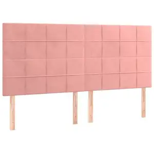vidaXL Tête de lit à LED Rose 180x5x118/128 cm Velours pas cher