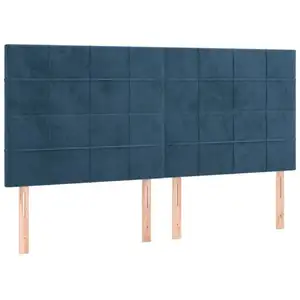 vidaXL Tête de lit à LED Bleu foncé 200x5x118/128 cm Velours pas cher