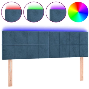 vidaXL Tête de lit à LED Bleu foncé 160x5x118/128 cm Velours pas cher