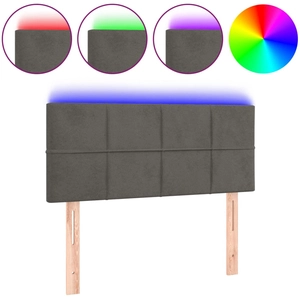 vidaXL Tête de lit à LED Gris foncé 180x5x118/128 cm Velours pas cher