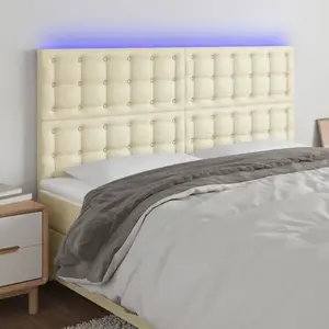 vidaXL Vidaxl Tête De Lit À Led Crème 200x5x118/128 Cm Similicuir pas cher