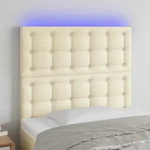 vidaXL Tête de lit à LED Crème 90x5x118/128 cm Similicuir pas cher