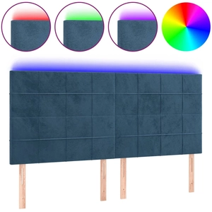 vidaXL Tête de lit à LED Bleu foncé 100x5x118/128 cm Velours pas cher