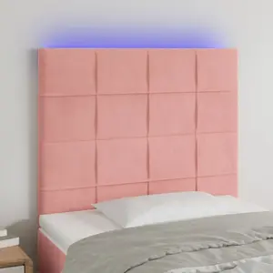 vidaXL Tête de lit à LED Rose 100x5x118/128 cm Velours pas cher
