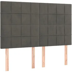 vidaXL Tête de lit à LED Gris foncé 144x5x118/128 cm Velours pas cher
