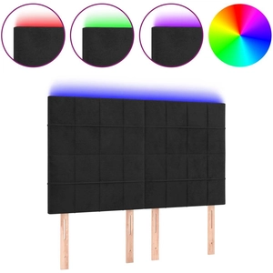 vidaXL Tête de lit à LED Noir 144x5x118/128 cm Velours pas cher