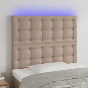 vidaXL Tête de lit à LED Cappuccino 100x5x118/128 cm Similicuir pas cher