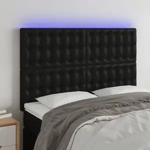 vidaXL Tête de lit à LED Noir 144x5x118/128 cm Similicuir pas cher