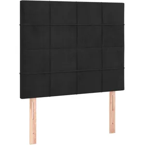 vidaXL Tête de lit à LED Noir 90x5x118/128 cm Velours pas cher