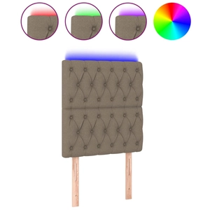 vidaXL Tête de lit à LED Taupe 100x7x118/128 cm Tissu pas cher