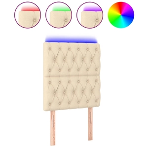 vidaXL Tête de lit à LED Crème 100x7x118/128 cm Tissu pas cher