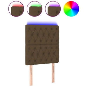 vidaXL Tête de lit à LED Marron foncé 80x7x118/128 cm Tissu pas cher