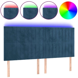 vidaXL Tête de lit à LED Bleu foncé 160x5x118/128 cm Velours pas cher