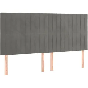 vidaXL Tête de lit à LED Gris clair 180x5x118/128 cm Velours pas cher