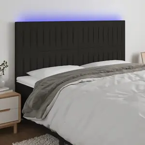 vidaXL Tête de lit à LED Noir 200x5x118/128 cm Tissu pas cher