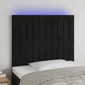 vidaXL Tête de lit à LED Noir 80x5x118/128 cm Velours pas cher