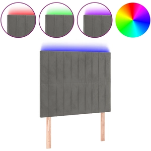 vidaXL Tête de lit à LED Gris clair 200x5x118/128 cm Velours pas cher
