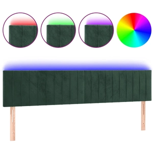vidaXL Tête de lit à LED Vert foncé 200x5x118/128 cm Velours pas cher