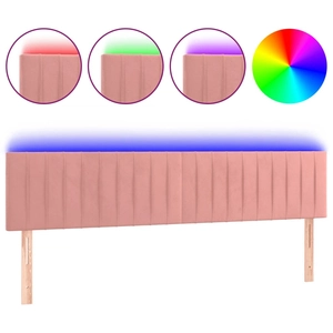 vidaXL Tête de lit à LED Rose 200x5x118/128 cm Velours pas cher