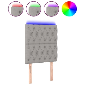vidaXL Tête de lit à LED Gris clair 80x7x118/128 cm Tissu pas cher
